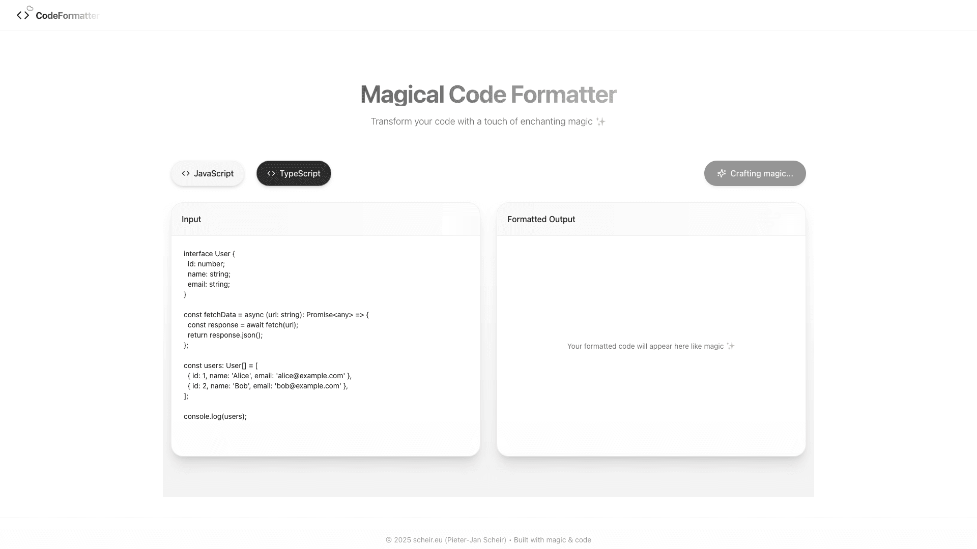 Vorschau des Projekts Magical Code Formatter