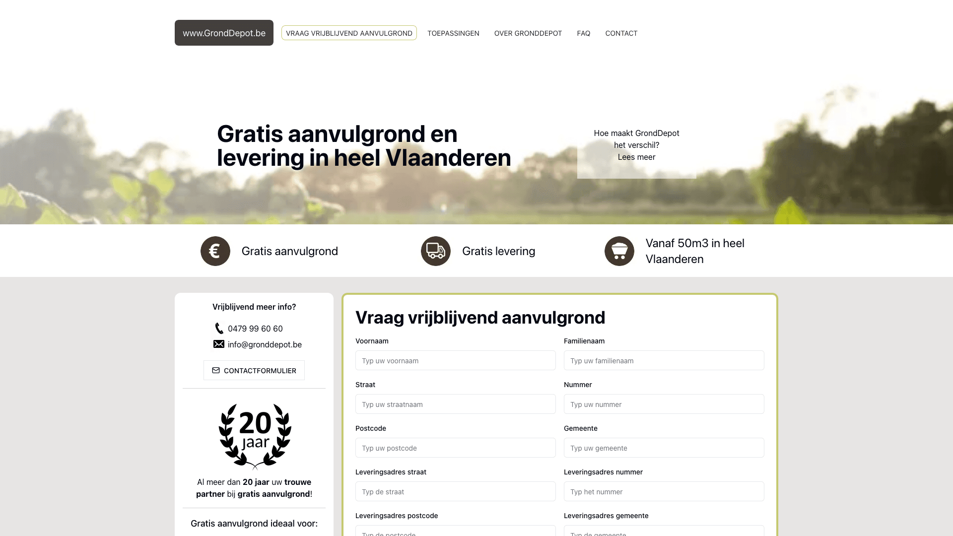 Vorschau des Projekts Gronddepot - Kostenloser Füllboden-Service
