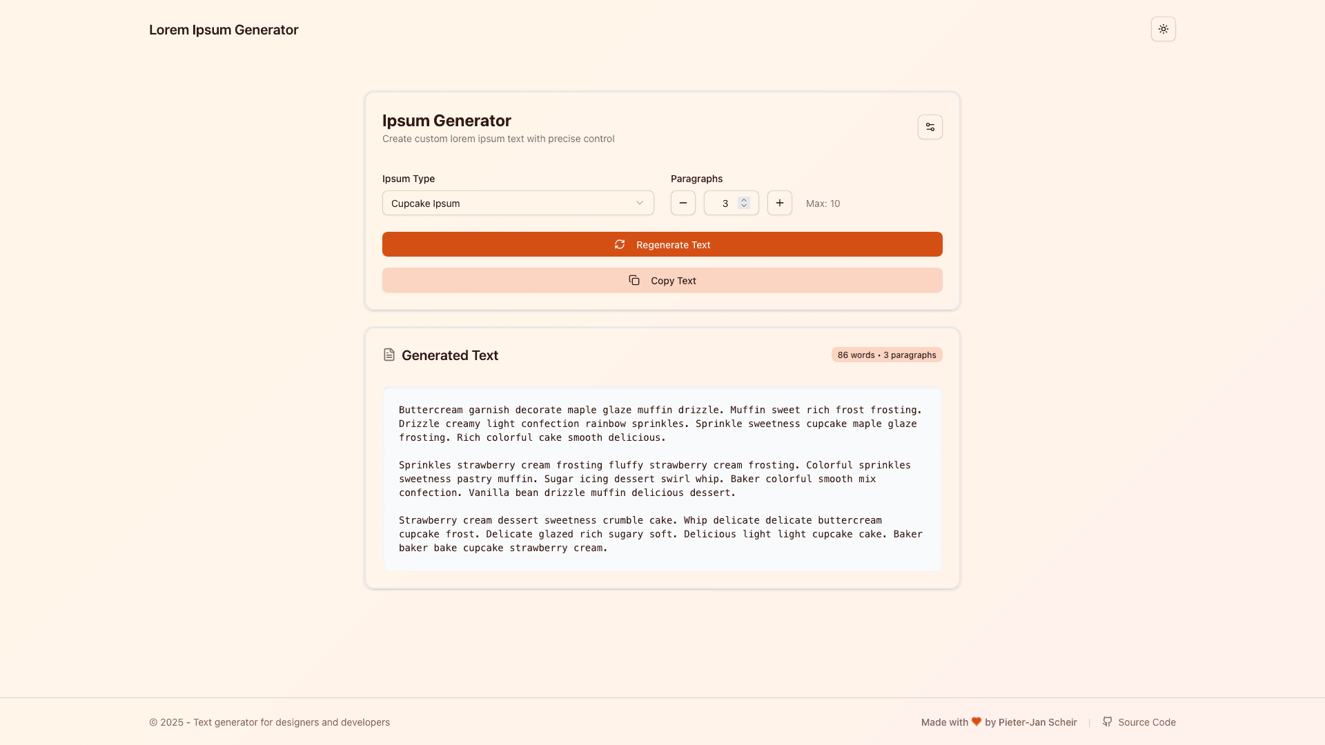 Vorschau des Projekts Lorem-Ipsum-Generator